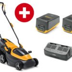 Stiga Akku-Rasenmäher Collector 140e Kit - mit 2 x 4 Ah Akku und Doppel-Ladegerät